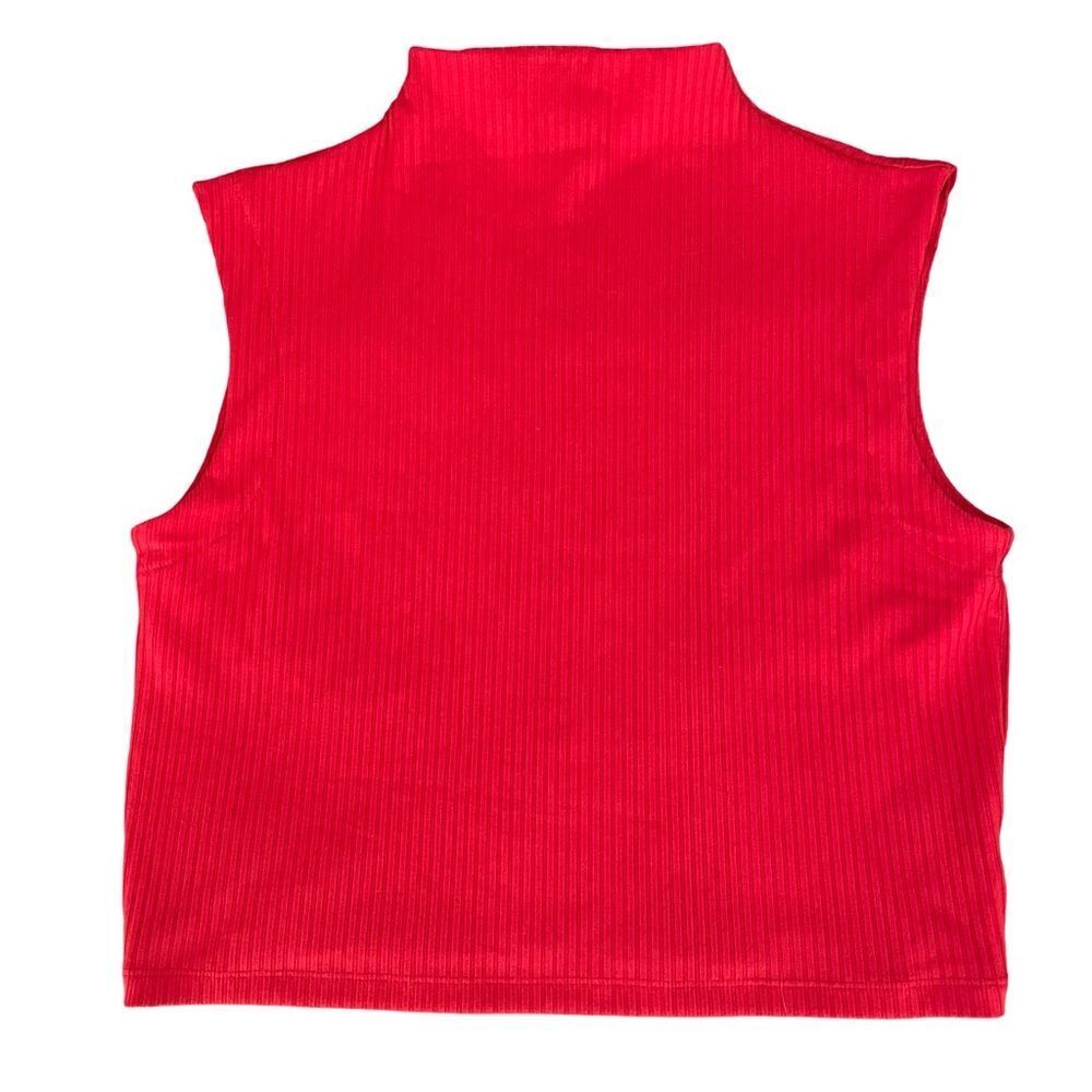 House of Harlow 1960 red boxy ribbed sleeveless crop top mock neck new size M